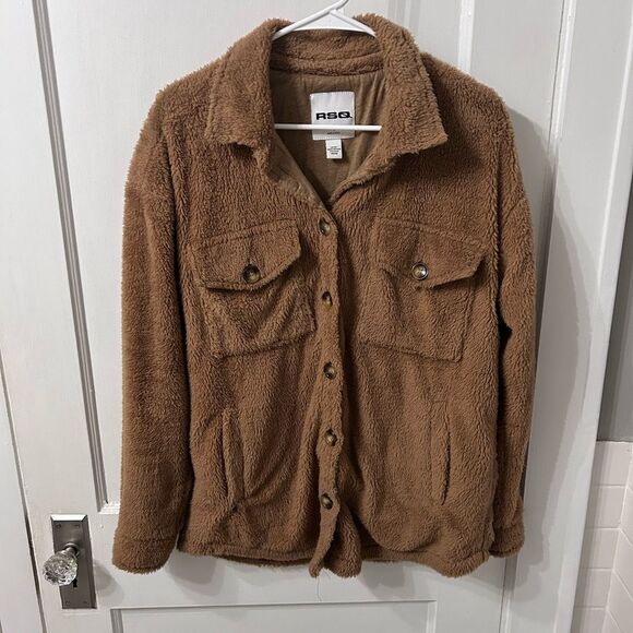 RSQ Tan Fleece button up - Picture 1 of 3